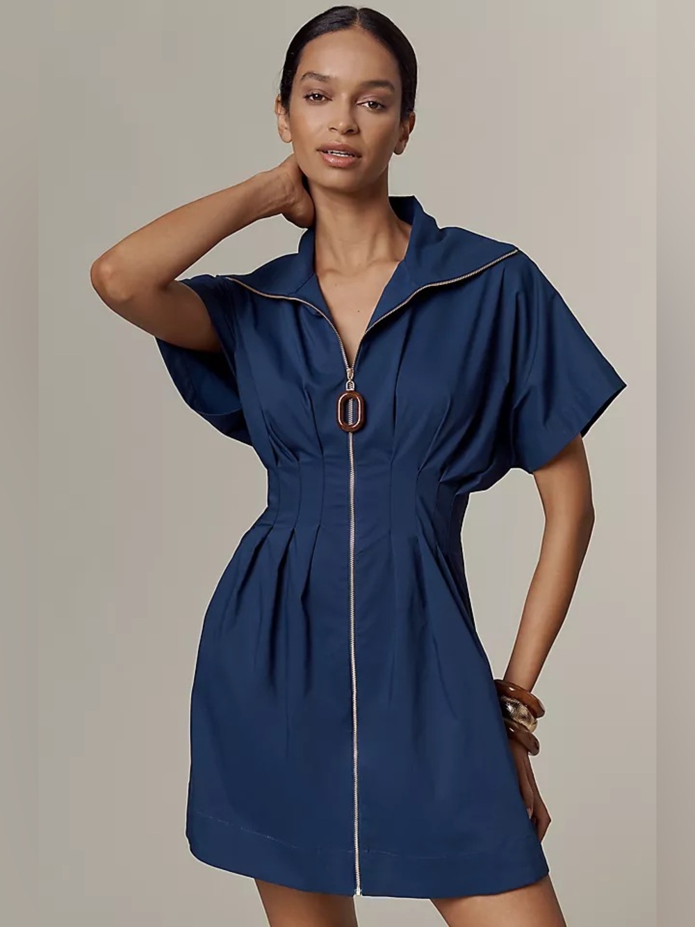 The Tobie Zip-Front Mini Shirt Dress by Exquise - Picture 2 of 7